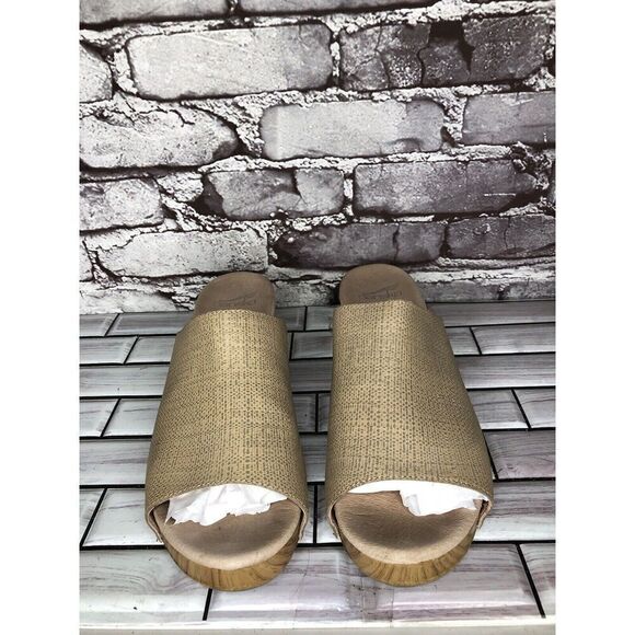 Dansko Maci Taupe Textured Beige Tan Leather Heel Sandals Women Sz 40EU/9.5M US - Picture 2 of 16